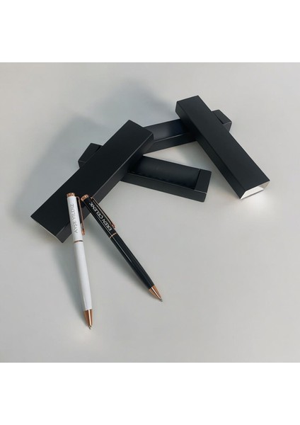 2'li Set Sevgiliye Özel Tasarım Model Metal Tükenmez Kalem Hediye Kutulu - Kişiye Özel Isimli