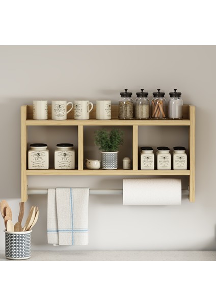 Asya Askılı Duvar Rafı Safir Meşe