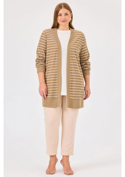 Kadın Büyük Beden Çizgili Üst Takım 4004 Camel fiyatları