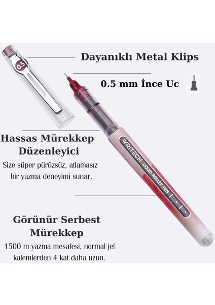 - Liquid Rollerball Pen 6 Renk Jel Kalem Seti - (0.5 Mm) fiyatları