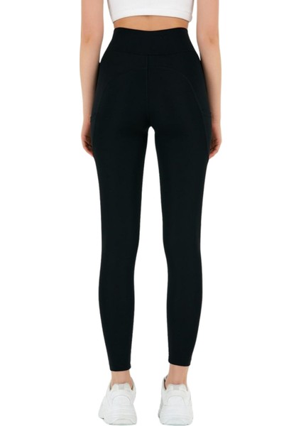 Kadın Siyah Karyukalı Cepli Tayt 1820