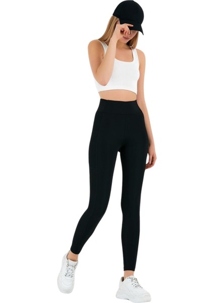 Kadın Siyah Karyukalı Cepli Tayt 1820 modelleri