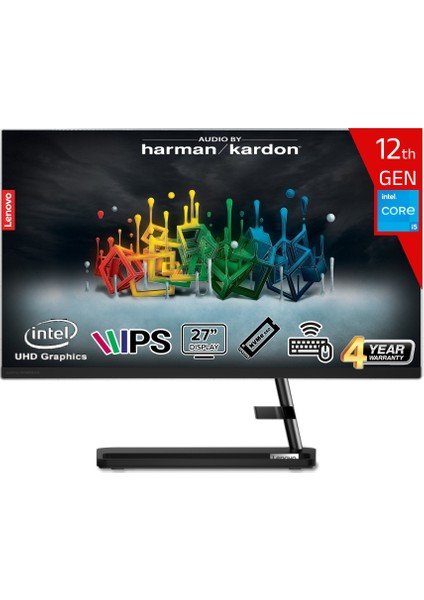 Ideacentre Aıo 3 27IAP7 Intel Core I5-12450H 16GB 512GB SSD 1tb HDD Intel UHD Graphics Freedos 27 IPS Fhd F0GJ011VTR-165121 Kablosuz Klavye+Mouse Siyah All In One Bilgisayar