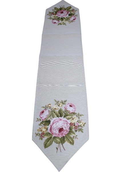 Belıeve Bıg Roses Jakarlı Dokuma Goblen Dekoratif Runner 30*150 Kemık