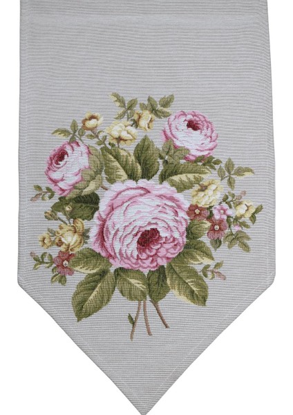 Belıeve Bıg Roses Jakarlı Dokuma Goblen Dekoratif Runner 30*150 Kemık