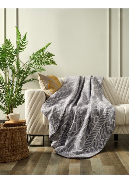 Yumuşak ve hafif tek kişilik pamuklu battaniye, 150x200, antrasit renk