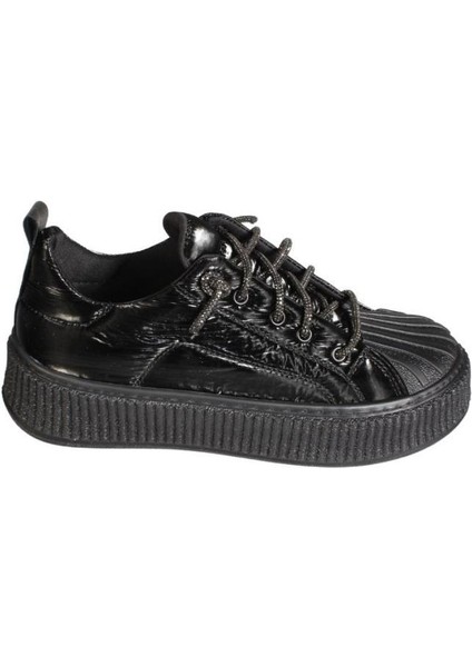 Yazkış Kadın Siyah Ten Paraşüt Kumaş Bağcığı Taşlı 3cm Kalın Taban Fashıon Spr Ayakkabı fiyatları