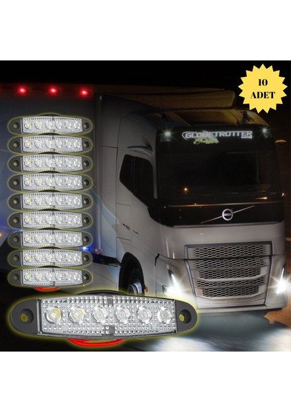 LED Sinyal Lambası Parmak LED 12V-24V 6 Ledli Su Geçirmez Etek Lamba Dorse Kamyon Için 10 cm 10 Adet