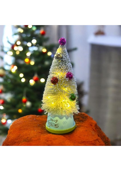 Işıklı Minyatür Çam Ağacı Dekoratif 22 cm Yılbaşı