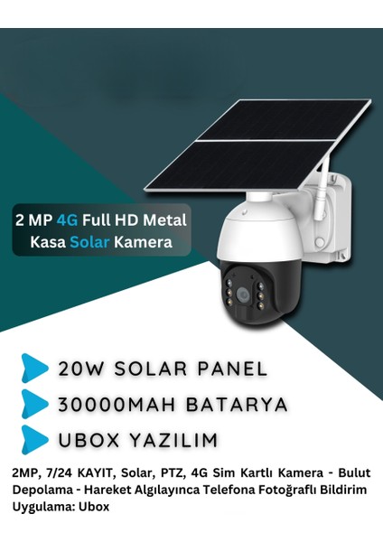 Sim Kartlı 360 Hareketli Güneş Enerjili 1080P Kamera Türkçe Program Son Sürüm 7/24 Kayıt Ptz 4g