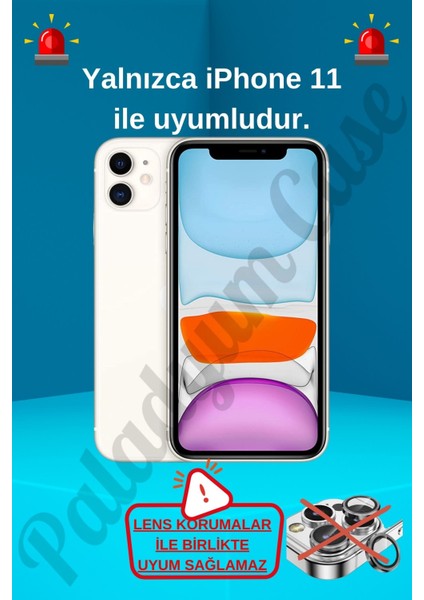 Paladyum Case iPhone 11 Uyumlu Lens Korumalı Simli Kelebekli Çiçekli Kılıf