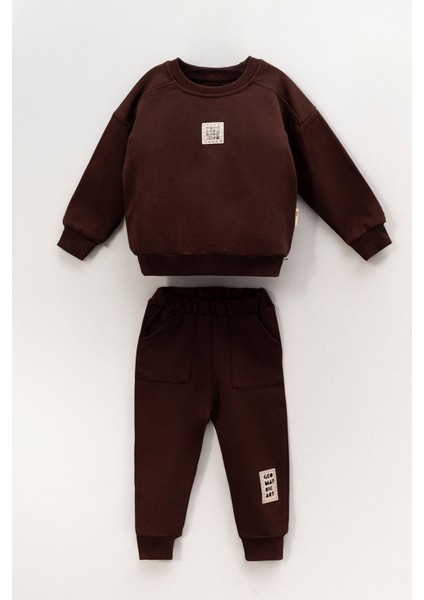 (2-5 Yaş) Geo Art Etiketli Basic Erkek Çocuk takım - Kakao