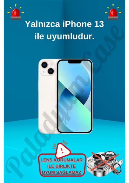 Paladyum Case iPhone 13 Uyumlu Lens Korumalı Simli Kelebekli Çiçekli Kılıf