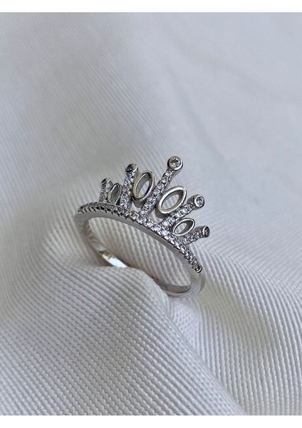 14 K White Gold Kaplama 925 Ayar Gümüş Prenses Tacı Yüzük fiyatları