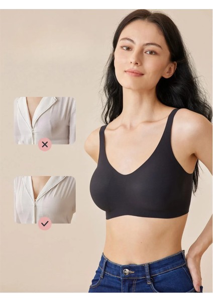 Dikişsiz Pedli Yumuşak Iz Yapmaz Lazer Kesim Balensiz Push Up Toparlayıcı Invisible Görünmez Sütyen