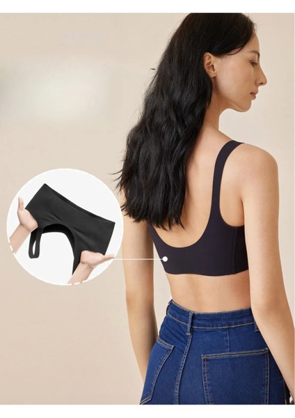 Dikişsiz Pedli Yumuşak Iz Yapmaz Lazer Kesim Balensiz Push Up Toparlayıcı Invisible Görünmez Sütyen