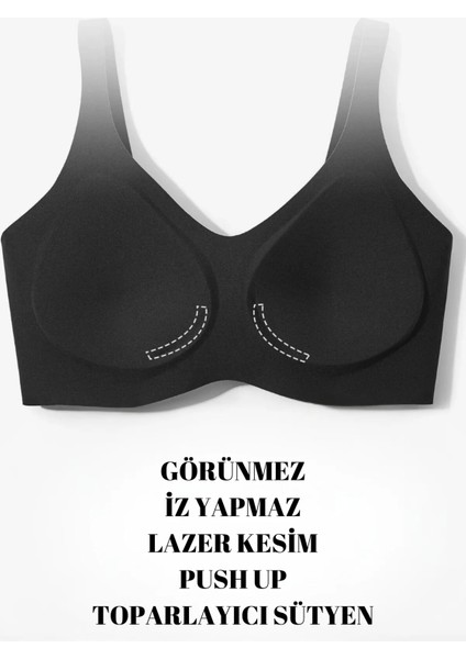 Dikişsiz Pedli Yumuşak Iz Yapmaz Lazer Kesim Balensiz Push Up Toparlayıcı Invisible Görünmez Sütyen