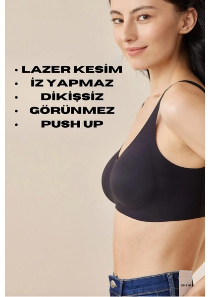 Dikişsiz Pedli Yumuşak Iz Yapmaz Lazer Kesim Balensiz Push Up Toparlayıcı Invisible Görünmez Sütyen