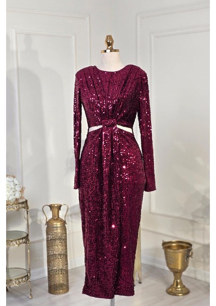 Bordo Elbise 3653