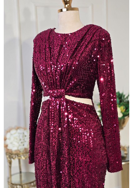 Bordo Elbise 3653