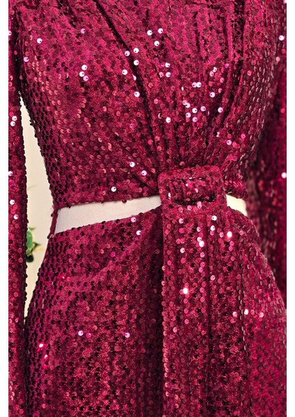 Bordo Elbise 3653