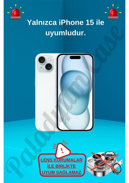 Paladyum Case iPhone 15 Uyumlu Lens Korumalı Simli Kelebekli Çiçekli Kılıf