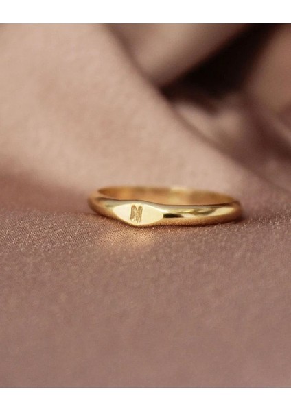 14 K Gold Kaplama 925 Ayar Gümüş Baş Harf Minimal Yüzük fiyatları