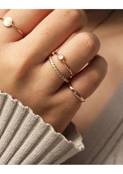 14 K Gold Kaplama 925 Ayar Gümüş Baş Harf Minimal Yüzük fırsatları