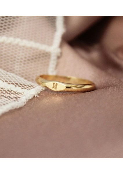 14 K Gold Kaplama 925 Ayar Gümüş Baş Harf Minimal Yüzük indirimleri