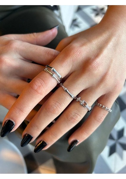 18 K Gold Kaplama 925 Ayar 2'li Kemik Yüzük • Ölçü Gerektirmez fiyatları