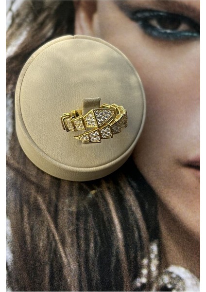 14 K Gold Kaplama 925 Ayar Gümüş Ayarlanabilir Yılan Yüzük modelleri