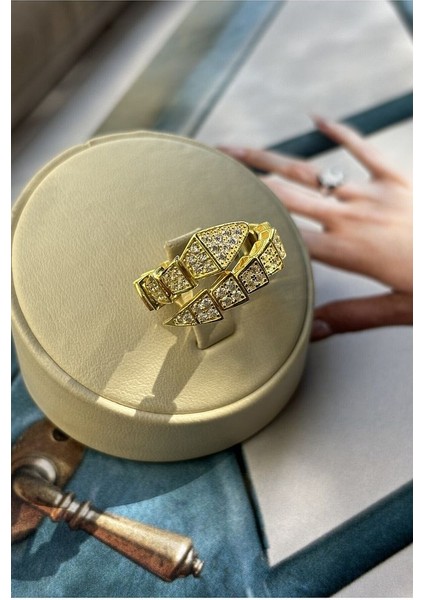 14 K Gold Kaplama 925 Ayar Gümüş Ayarlanabilir Yılan Yüzük fırsatları