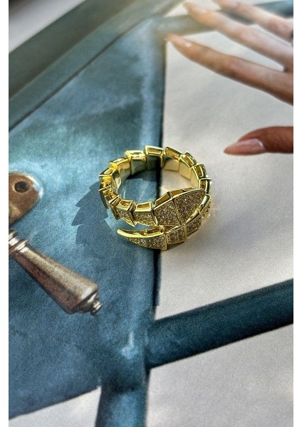 14 K Gold Kaplama 925 Ayar Gümüş Ayarlanabilir Yılan Yüzük indirimleri
