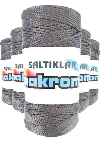 5 Adet Polyester Makrome İpi 423 Gri 100 gr