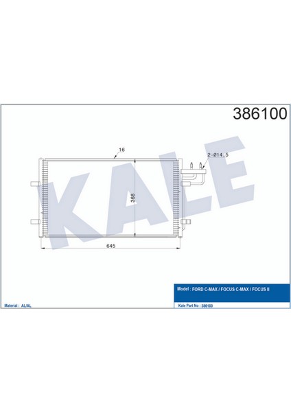 Klima Kondenseri Focus-Cmax 1.6tdci 03-10 Al-Al 645X368X16 13