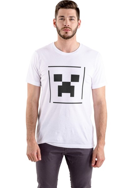 Minecraft Çocuk Tişört Beyaz Unisex Anne Baba Çocuk Kombin