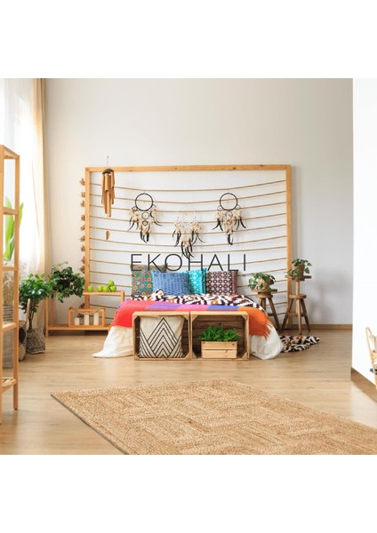 Echo Koleksiyonu Jüt ile Üretilen El Dokuma Sisal Kilim Natural ECH06