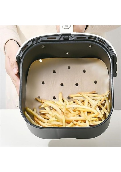 Buffer® 200 Adet Air Fryer Pişirme Kağıdı Tek Kullanımlık Pişirme Kağıdı Delikli Kare Model