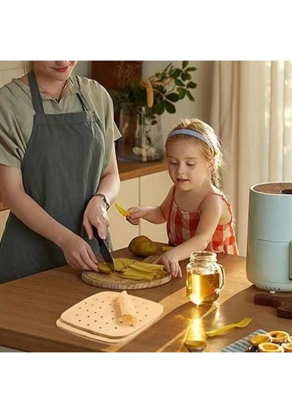 Buffer® 200 Adet Air Fryer Pişirme Kağıdı Tek Kullanımlık Pişirme Kağıdı Delikli Kare Model