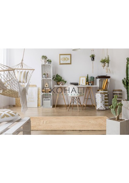 Echo Koleksiyonu Jüt ile Üretilen El Dokuma Sisal Kilim Natural ECH10