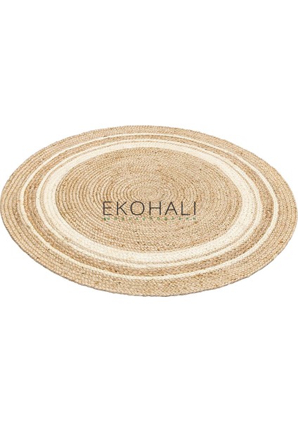 Juno Koleksiyonu Jüt ile Üretilen El Dokuma Sisal Kilim Ech 01 Natural White