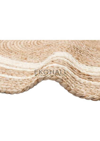 Juno Koleksiyonu Jüt ile Üretilen El Dokuma Sisal Kilim Ech 01 Natural White