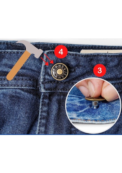 4 Büyük 8 Küçük Kot Pantolon Düğmesi