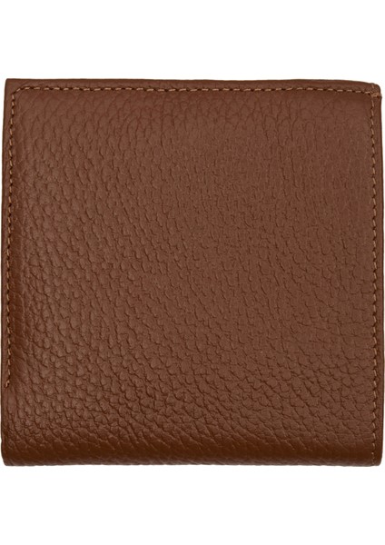 Kahverengi Bozuk Para Gözlü Deri Mini Unisex Cüzdan Kartlık Hediyeli