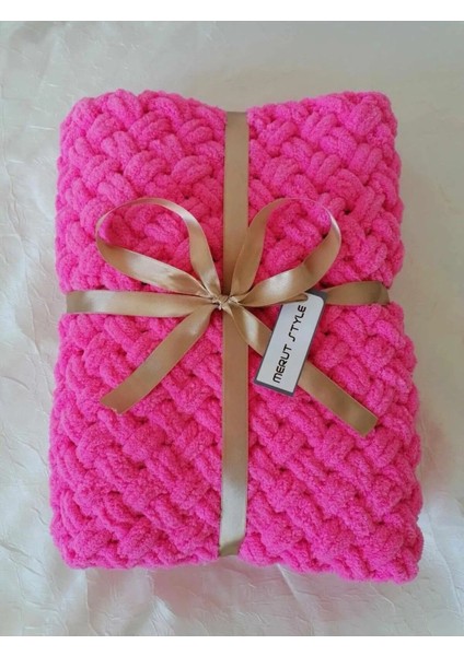 Alize Puffy Bebek Battaniyesi Canlı Pembe Hasır Desen