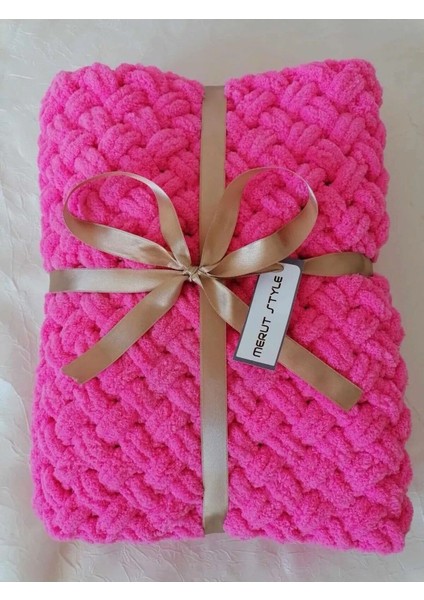 Alize Puffy Bebek Battaniyesi Canlı Pembe Hasır Desen