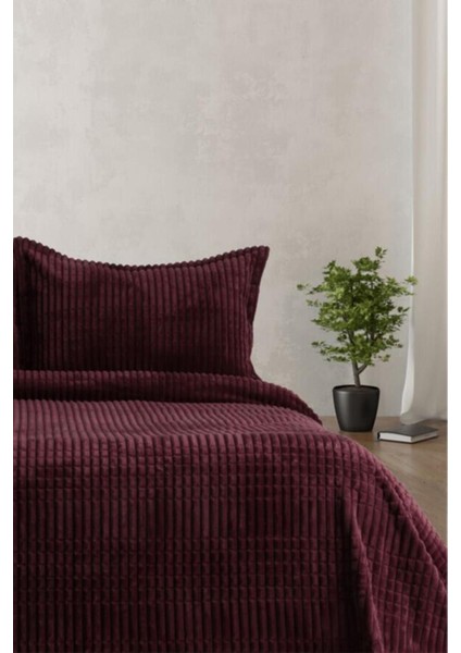 Merinos Modern Line Tek Kişilik Battaniye Seti Bordo