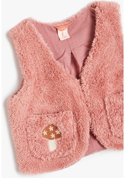 V Yaka Cep Detaylı Peluş Yelek modelleri