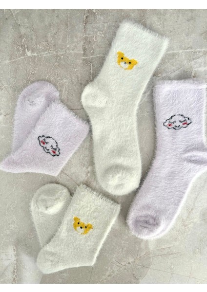 2’li Peluş Kışlık Yumuşak Kokulu Kadın Uyku Çorabı
