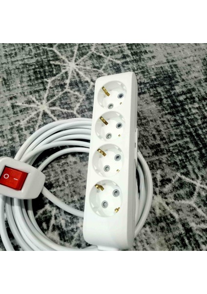 5 Metre Anahtar Fişli Viko 4 Lü Prizli Uzatma Kablosu